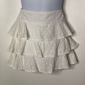 Talbots kids girls white eyelet Tiered skirt